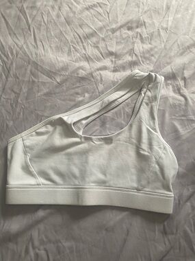 White One-Shoulder Sports Bra